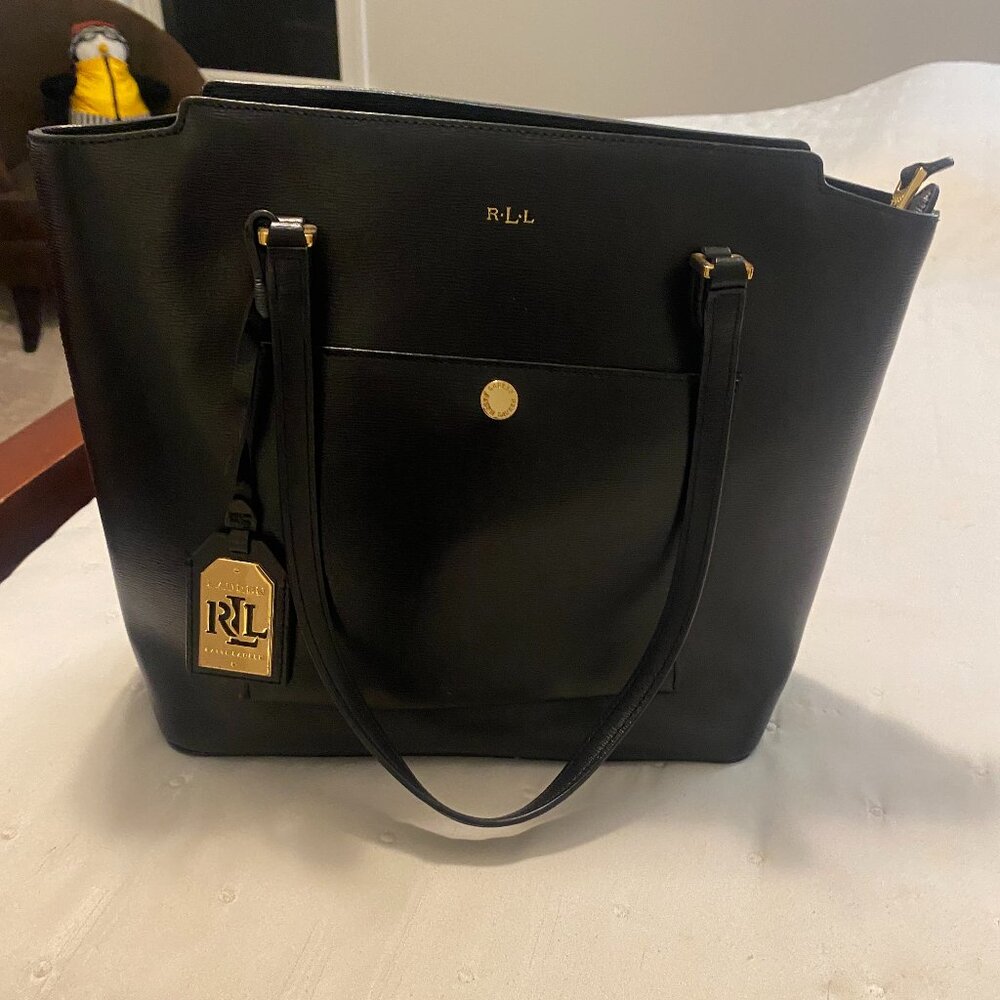 Lauren Ralph Lauren Black and Gold Shoulder Bag